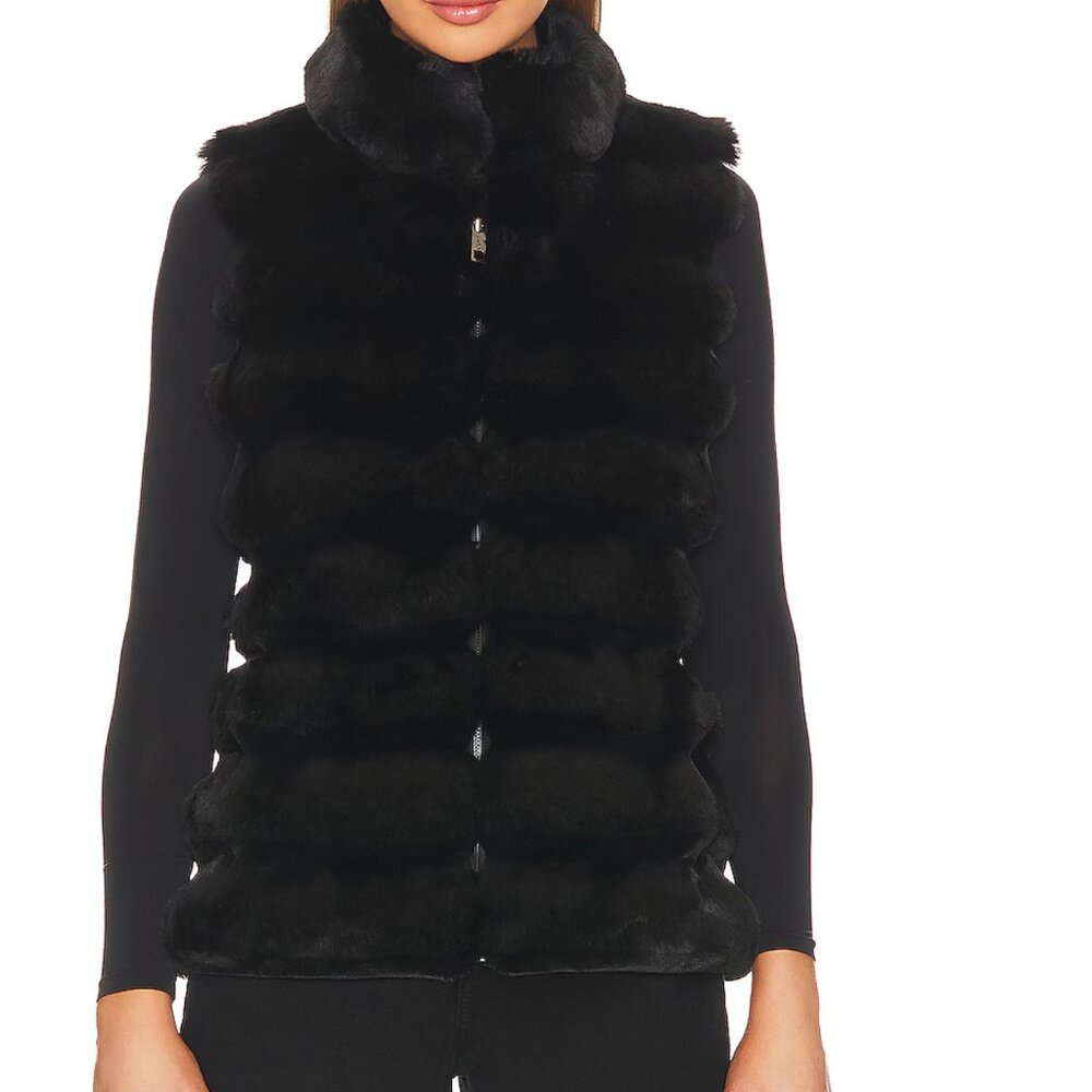 NWT Rachel Zoe Black Faux Fur Vest